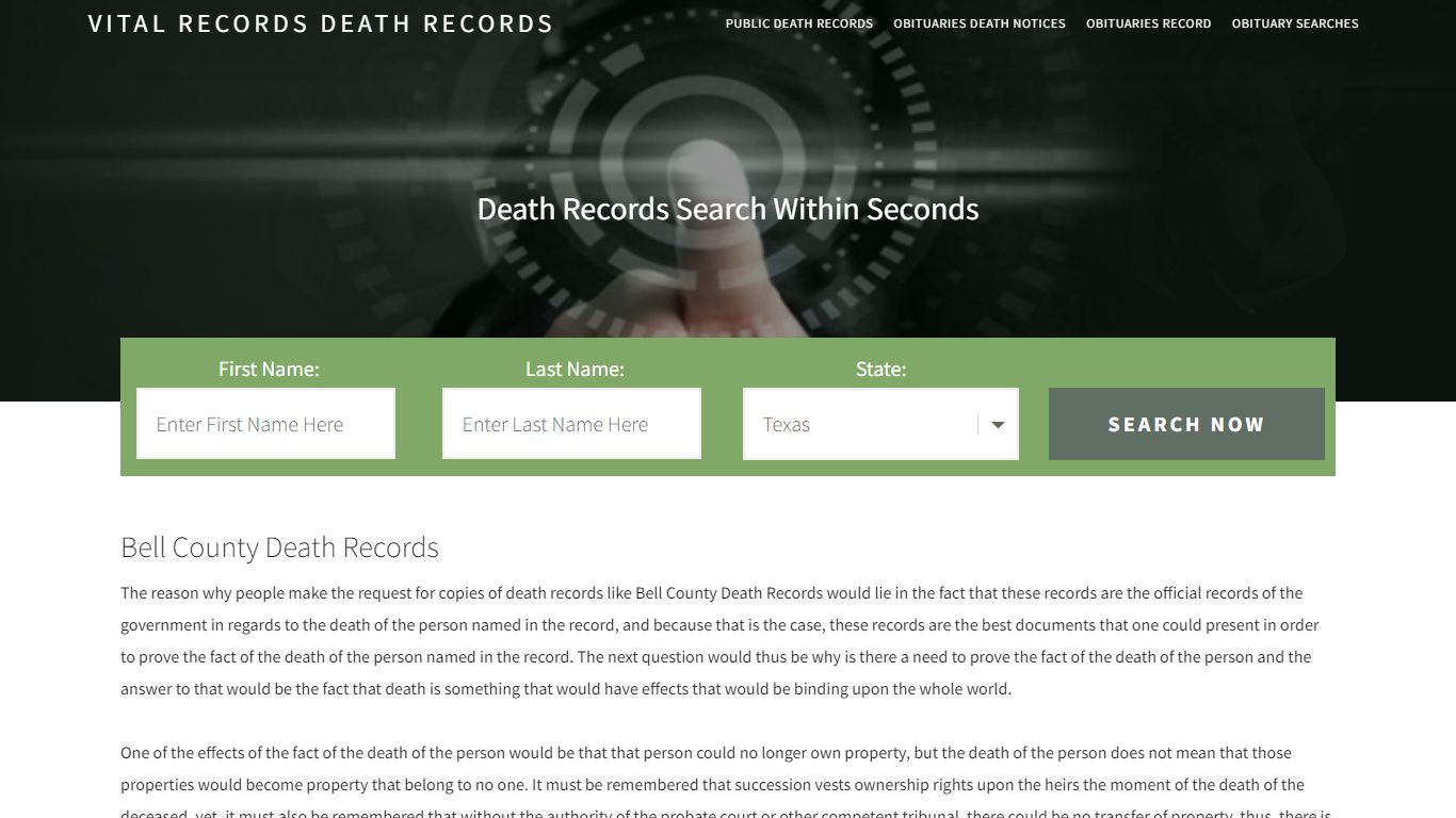 Bell County Death Records | Enter Name and Search|14 Days Free